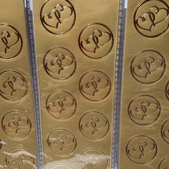 Double Heart Seals Gold Stickers for Cards Crafts - Picture 4 of 12
